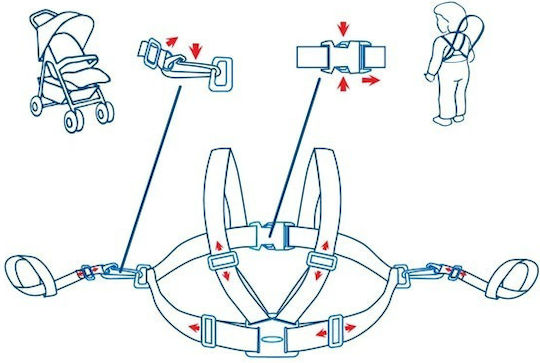 Babyono Fabric Walks Safety Harness Navy Blue