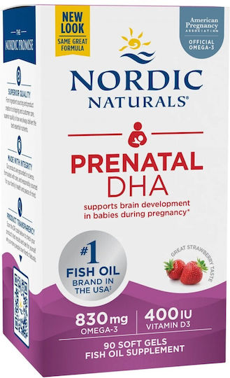 Nordic Naturals Prenatal DHA Рибено масло 830мг 90 жулими таблетки Ягода