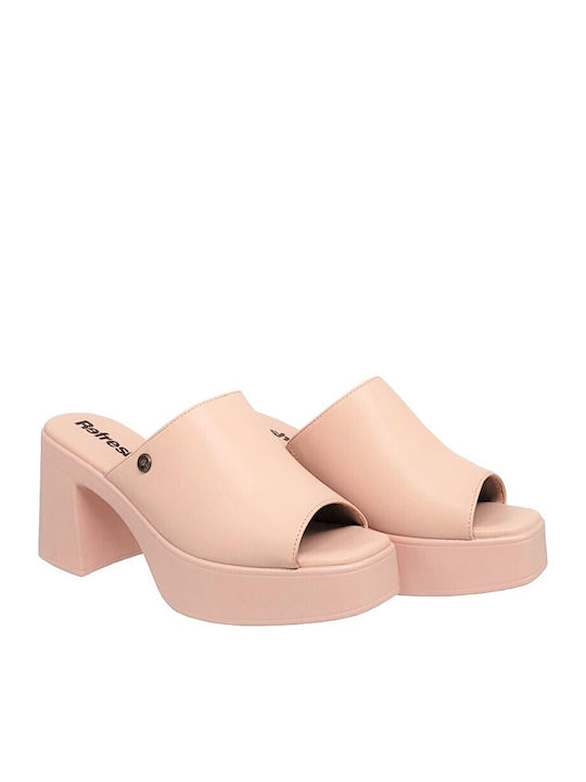 Mules mit Chunky Hoch Absatz in Rosa Farbe