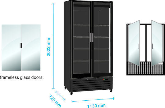 Klimaitalia ICOOL 110 Frigider pentru băuturi 1000lt Cu două uși Înălțime202.3xLățime113xAdâncime72cm Black