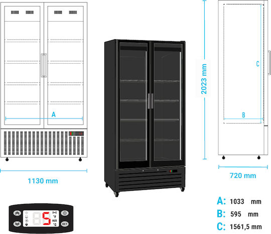 Klimaitalia ICOOL 110 Frigider pentru băuturi 1000lt Cu două uși Înălțime202.3xLățime113xAdâncime72cm Black