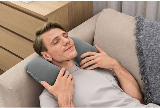 Bestway Flocked Air Neck Inflatable Travel Pillow Travel Set Pillow 37x24x10cm Gray