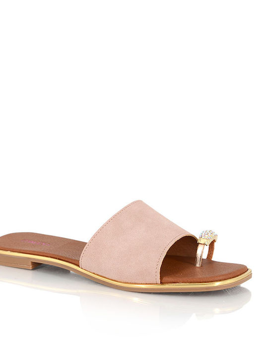 Malesa Women's Flat Sandals Flatforms in Pink Color