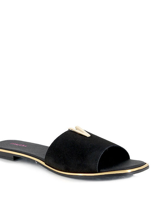 Malesa Women's Flat Sandals Flatforms in Black Color