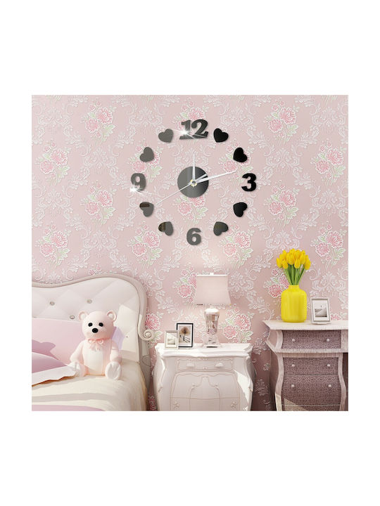 3D Wall Clock Sticker Plastic Black Ø30cm