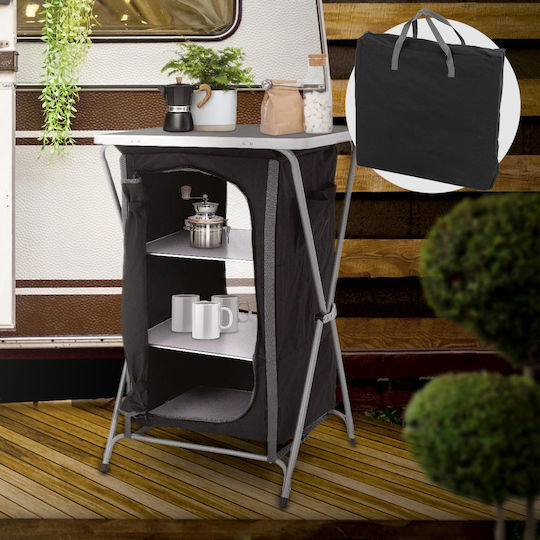 AT0001205 Wardrobe Metallic for Camping Folding Black