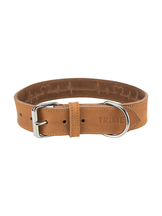 Trixie Cardiogram Dog Collar Leather in Brown color Large / XLarge
