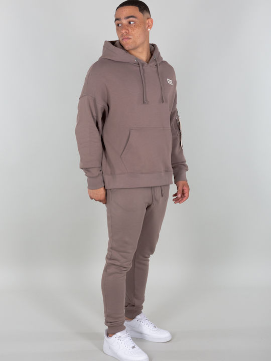 Alpha Industries HOODY Herren Sweatshirt mit Kapuze und Taschen Braun