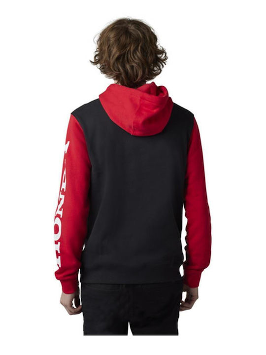 Fox PO Men's Sweatshirt Jacket with Hood Red