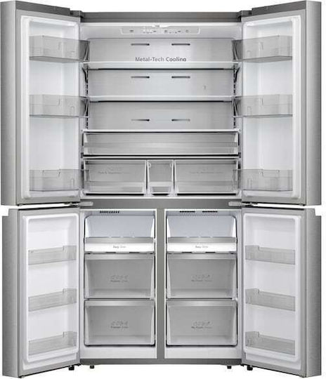 Hisense Ψυγείο Ντουλάπα 609lt NoFrost Υ178.5xΠ91.2xΒ72.5εκ. Inox RQ758N4SBSE