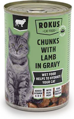 Rokus Nasses Katzenfutter für Katze in Dose mit Lamm 415gr