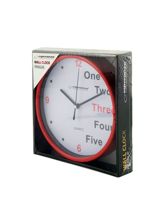 Esperanza Prague Silent Wall Clock Plastic White Ø20cm