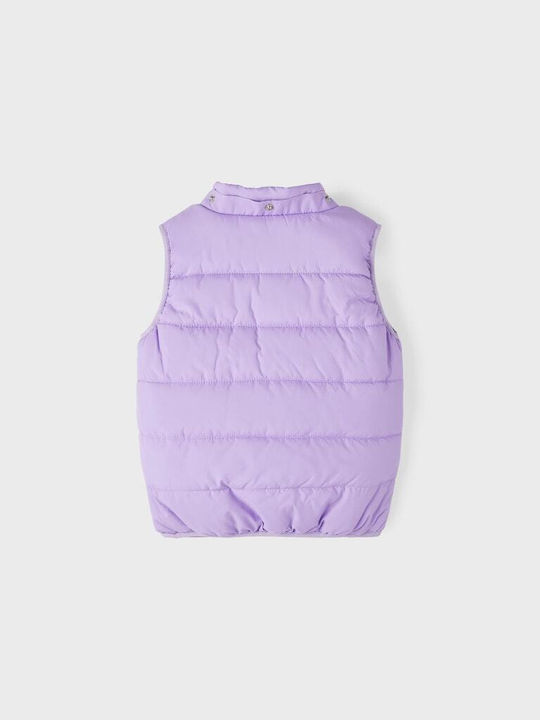 Kinder Steppjacke Ärmellos Kurz mit Kapuze Flieder