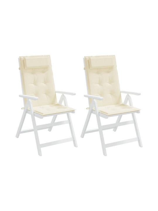 vidaXL Waterproof Garden Chair Cushion with Backrest Ecru 2pcs 50x120cm