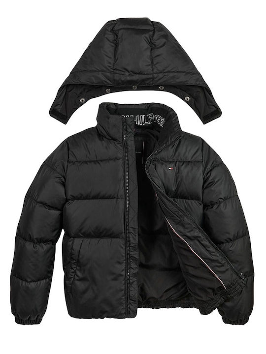 Kids' Quilted Jacket Short with Hood Black Essential