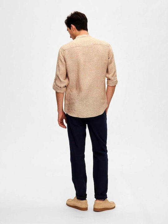 Selected Men's Shirt Long Sleeve Linen Beige