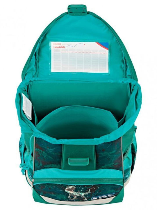 Herlitz School Bag Backpack Elementary, Elementary Green with Water Bottle Holder 16Liters