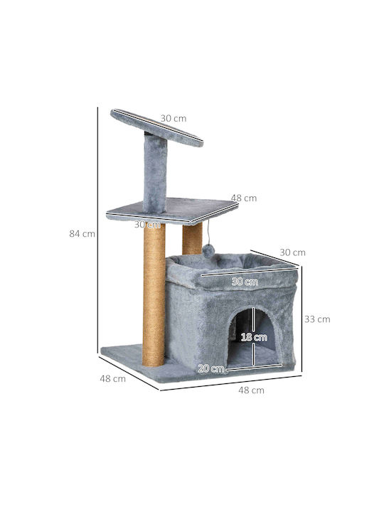 Pawhut Cat Scratching Post Tree Котешко драскало Дървета за котки Сив 30x30см.