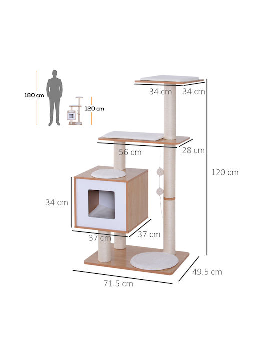 Pawhut Scratching Post Cat Trees Brown 60x40x120cm