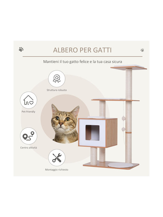 Pawhut Scratching Post Cat Trees Brown 60x40x120cm
