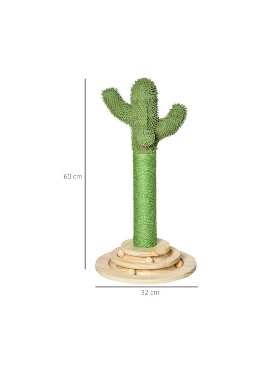 Pawhut Cactus Scratching Post Котешко драскало Полюси Зелен Подов 32x32x60см.
