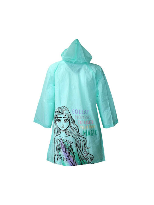 Disney Waterproof Girls Casual Jacket Turquoise with Ηood