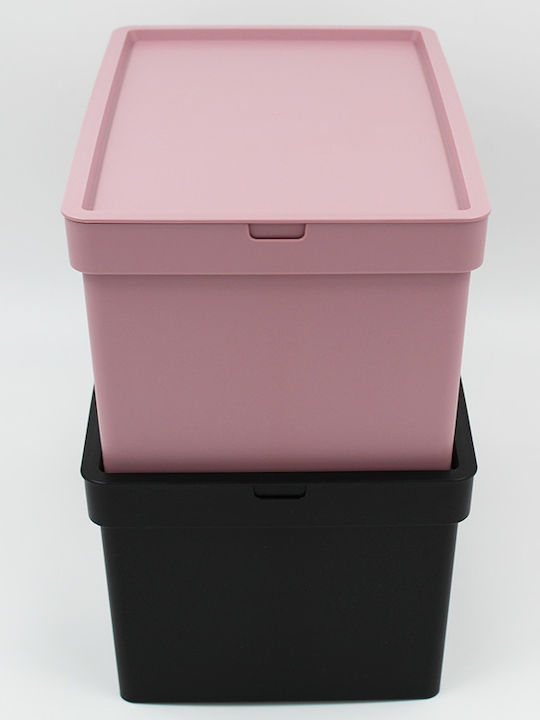 Plastic Cutie de Depozitare cu Capac Negru 35.5x25.5x22cm 1buc