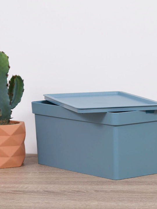 Viomes Plastic Storage Box with Lid Blue 35.5x25.5x22cm 1pcs