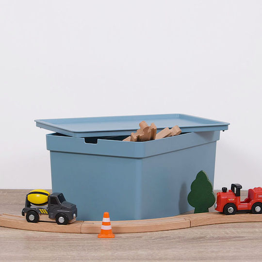 Viomes Plastic Cutie de Depozitare cu Capac Albastru 35.5x25.5x22cm 1buc