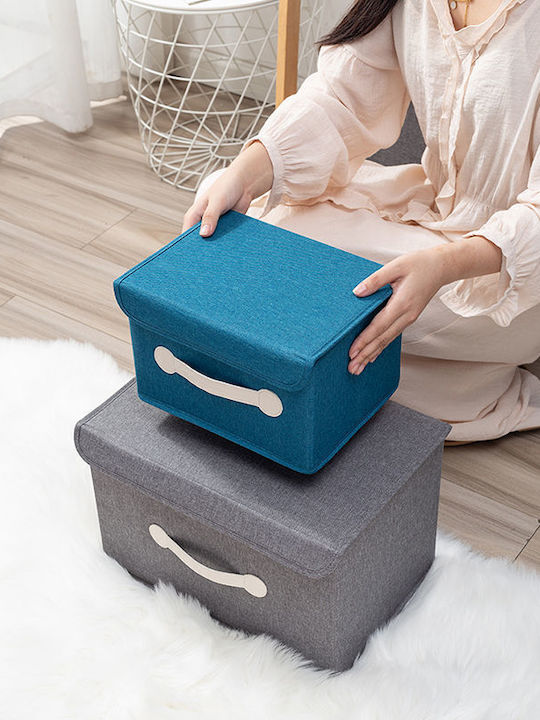 Fabric Storage Box with Lid Gray 26.5x26.5x16cm