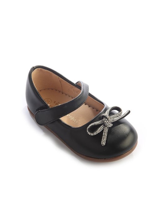 Fshoes Kids Ballerinas with Hoop & Loop Closure Black