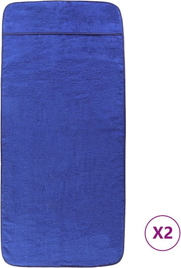 vidaXL Set 2 Hotel Face Towels 135x60 cm 400gsm Blue