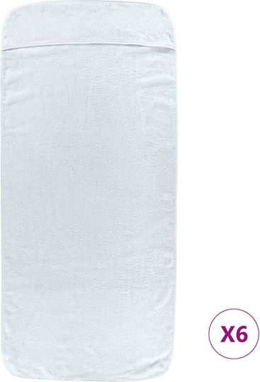 vidaXL Set 6 Hotel Face Towels 135x60 cm 400gsm White