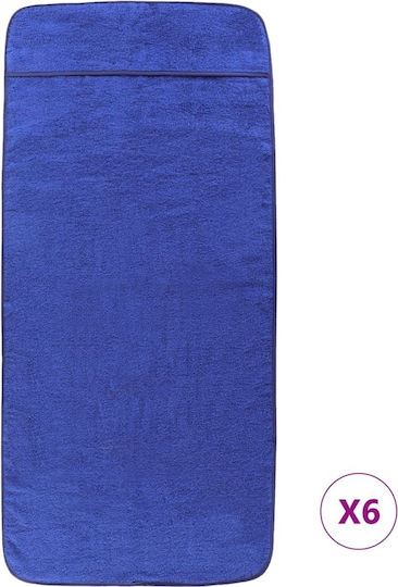 vidaXL Set 6 Hotel Face Towels 135x60 cm 400gsm Blue