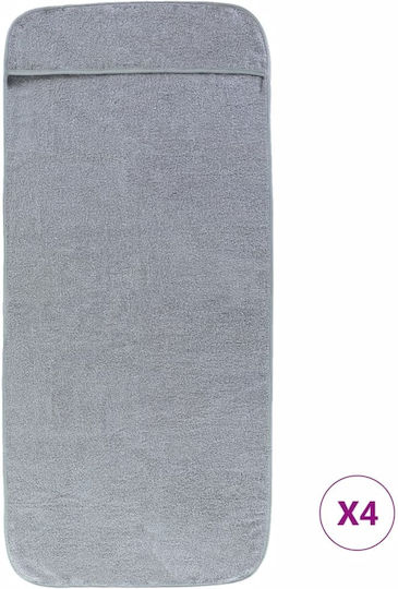 vidaXL Σετ 4 Ξενοδοχειακές Πετσέτες Προσώπου 135x60 εκ. Γκρι Βάρους 400gsm