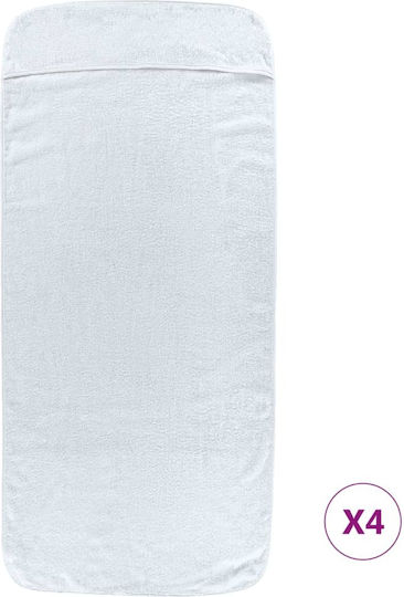 vidaXL Σετ 4 Ξενοδοχειακές Πετσέτες Προσώπου 135x60 εκ. Λευκές Βάρους 400gsm