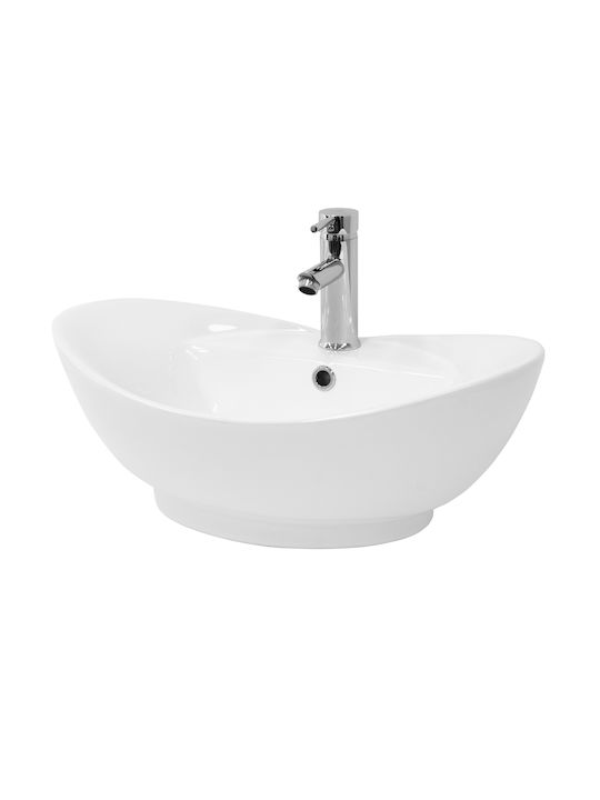 ML-Design Επιτοίχιος Επικαθήμενος Νιπτήρας Κεραμικός 59x20.5x39.5cm Λευκός