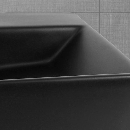 ML-Design Wall Mounted Countertop Sink Ceramic 41.5x36.5x13cm Black