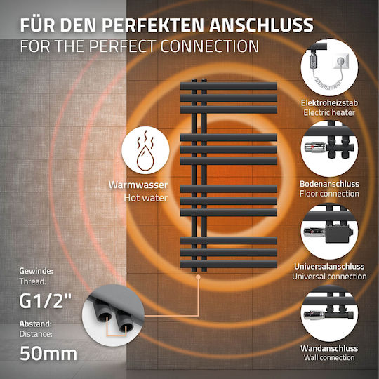 ECD Germany Ηλεκτρική Πετσετοκρεμάστρα 600W 100x50cm Γκρι