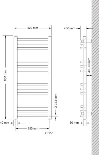 ECD Germany Electric Towel Rail 600W 80x40cm Silver