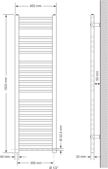 ECD Germany Електрическа закачалка за кърпи 1200W 150x40см Бяла