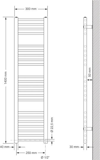 ECD Germany Електрическа Кърпи За Закачане 1200W 140x30см Бяла