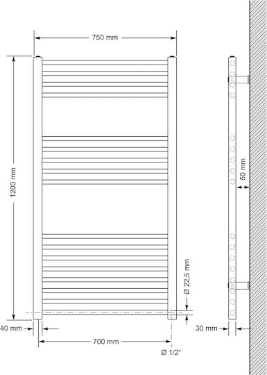 ECD Germany Електрическа закачалка за кърпи 900W 120x75см Сив