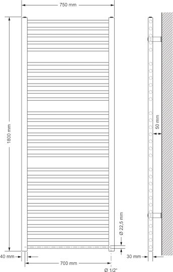 ECD Germany Luxebath Radiator Electric Pentru Prosoape 1200W 180x75cm Albă