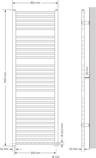 ECD Germany Sahara Ηλεκτρική Πετσετοκρεμάστρα 900W 180x60cm Ασημί