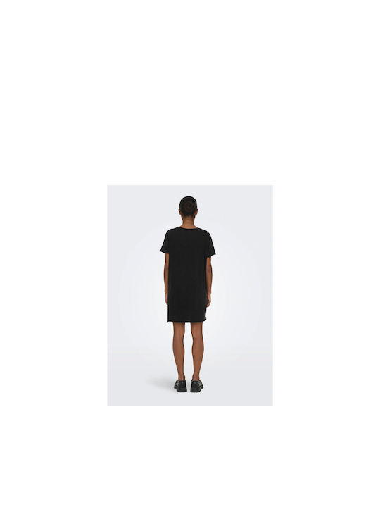 Only Καλοκαιρινό Mini T-shirt Φόρεμα Black Lotus