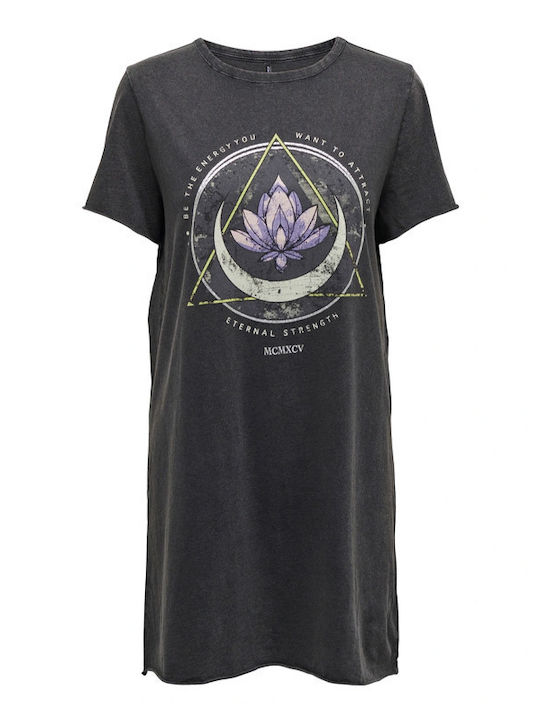 Life Καλοκαιρινό Mini T-shirt Φόρεμα Black Lotus