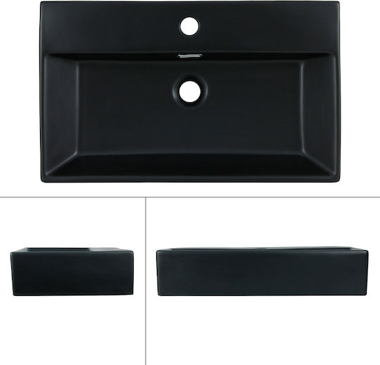 ML-Design An der Wand montiert Aufgesetztes Waschbecken Keramik 60x36.5x13cm Schwarz