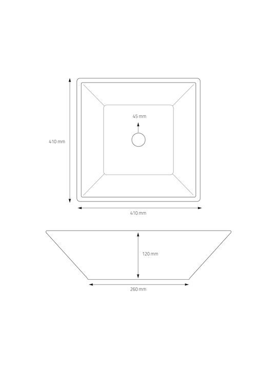 ML-Design Aufgesetztes Waschbecken Keramik 41x41x12cm Weiß