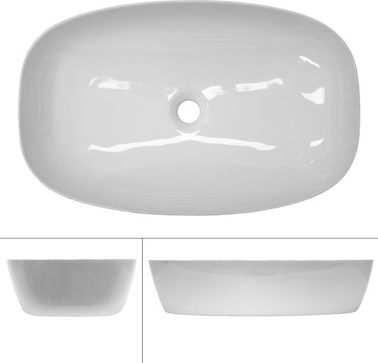 ECD Germany Aufgesetztes Waschbecken Keramik 60.5x38x14cm Weiß